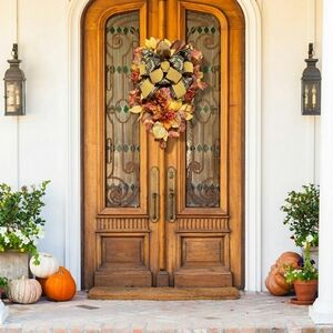 Fall Velvet Pumpkin Wreath Door Swag  Gold Bronze Black